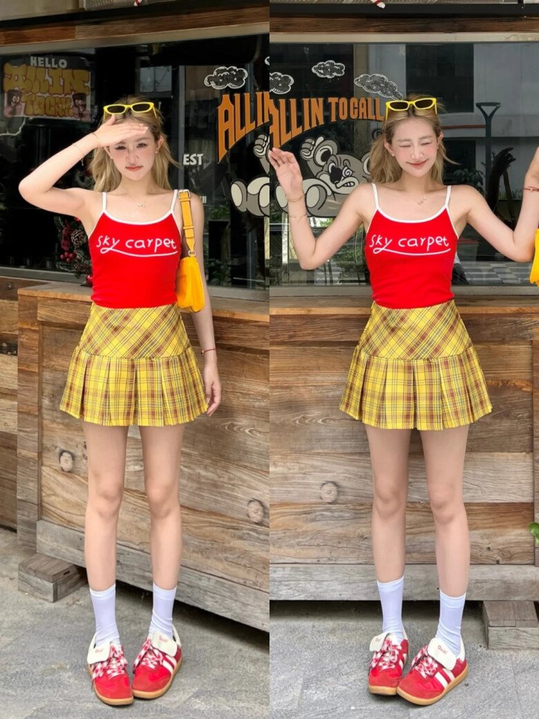 Váy xếp ly sáng màu sẽ làm các nàng nổi bật và thêm phần rạng rỡ.